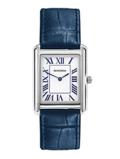 Sekonda Clement 28mm Mens Rectangular Silver Analogue Watch with Blue Strap