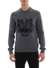 KENZO TIGER HEAD SWEATER GREY SIZE L NWT