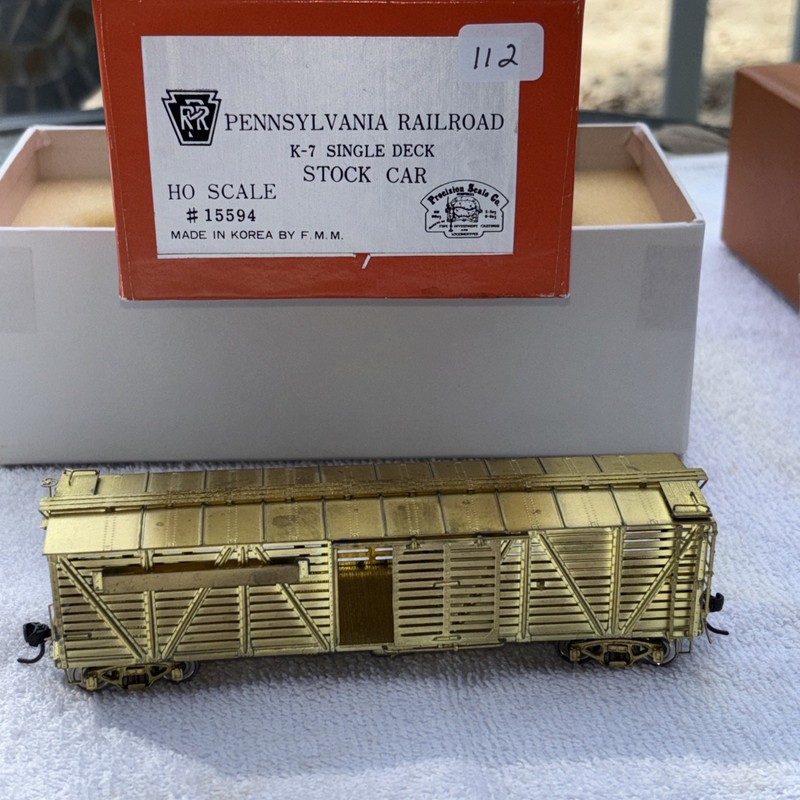HO Scale Brass Stock Car Penn Railroad Single Deck # 15594 PreOwnedGreatConditio