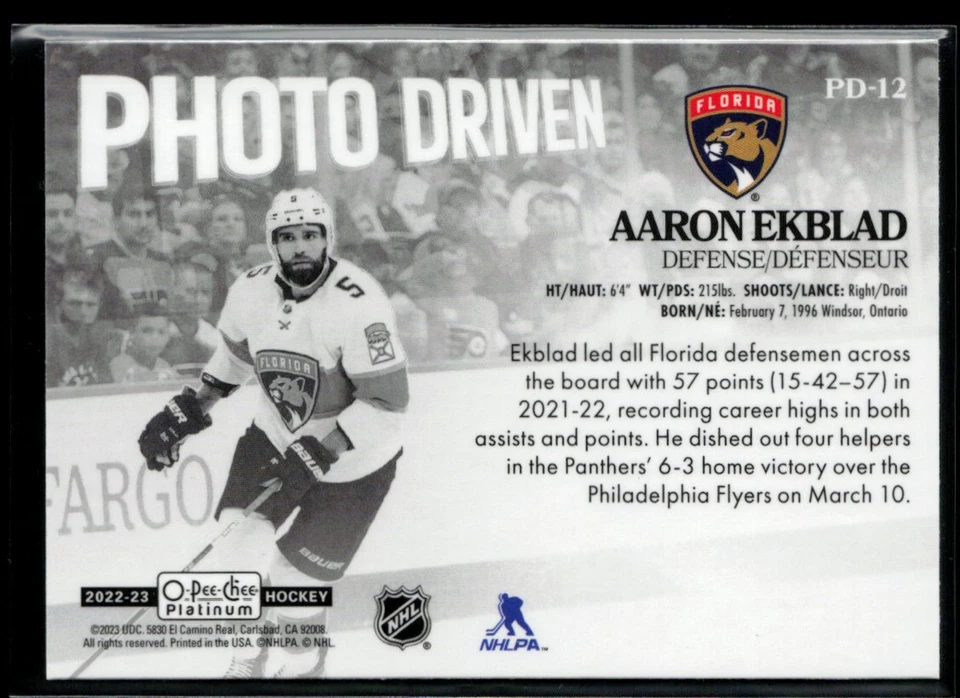 2022-23 O-Pee-Chee Platinum Photo Driven #PD-12 Aaron Ekblad - Image 2 of 2