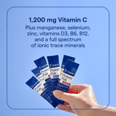 Trace Minerals | Power Pak Electrolyte Powder Packets | 1200 mg Vitamin C, Zinc,