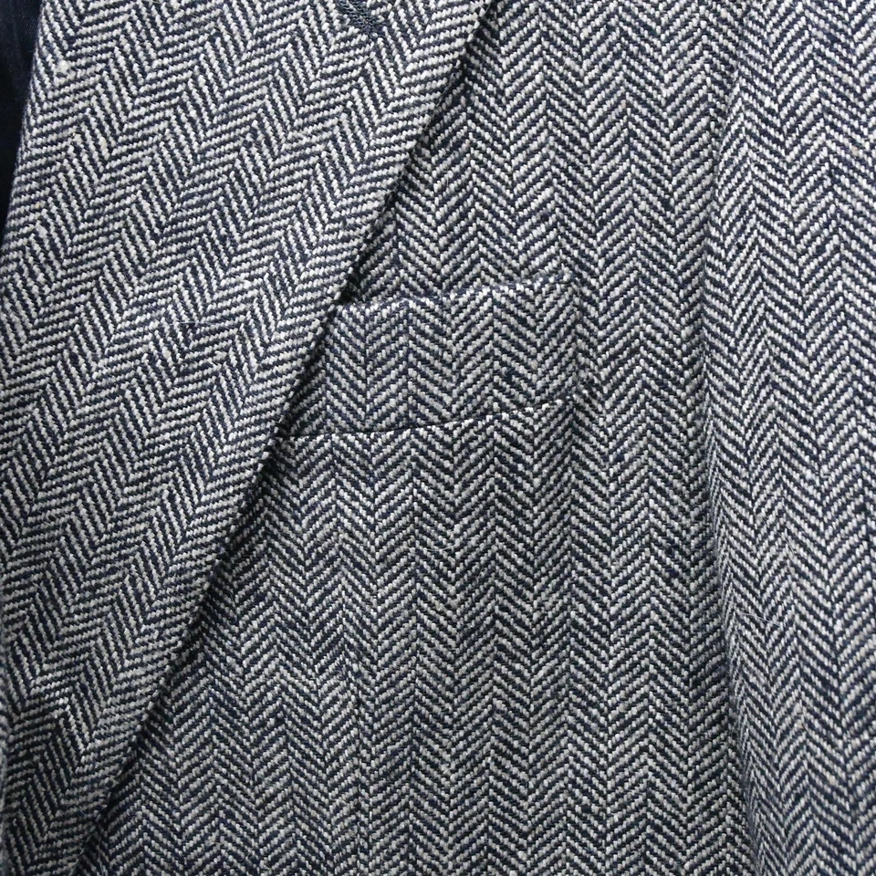 Винтажный Haggar 40R серый в елочку твидовый шелк 2 пуговицы блейзер куртка спортивное пальто - Изображение 4 из 4