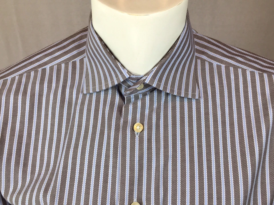 Men's Egara 16 - 161/2 Large Non Iron Modern Fit Metal & Light Blue L/S Shirt - Image 2 of 4