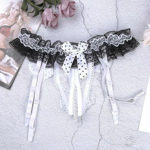 Sexy Damen Sissy Spitze Höschen Thong Durchsichtig Perlen G-String Unterwäsche - Bild 17 von 18