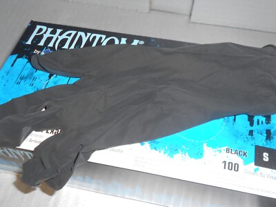Adenna Phantom Latex Powder Free Exam Gloves Black 6 Mil, Choose Size