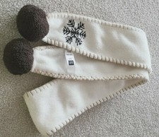 Gap Kids Girls Scarf Fleece One size Pom Pom Pink Ivory Brown Winter Warm