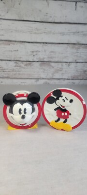Vintage Disney Bath Hand Painted Mickey Mouse Soap Dish & Tooth 