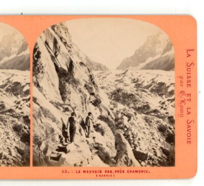 Mauvais pas pres Chamonix France Lamy Stereoview