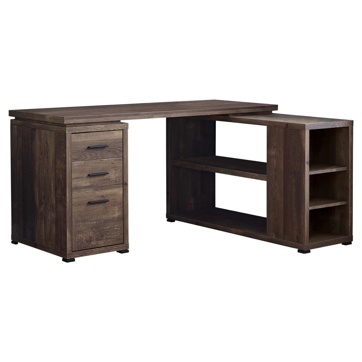 Monarch Specialties I 7420 Brown Reclaimed Wood Left or Right Facing Corner Comp