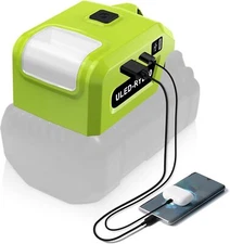 Battery Adapter Charger 18W USB For Ryobi 40V Battery with 5W LED Work Light