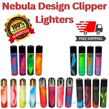 Clipper Lighters MIX COLOR NEBULA Design Full Set Rare Gas Refillable Flints UK