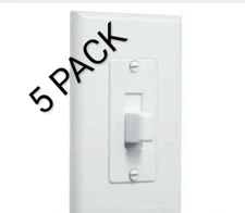 5 PACK TAYMAC 1-Gang PVC Decorator Wall Plate Toggle Switch Cover  White MW2570W