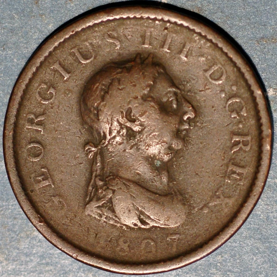 1807 英国 Penny Georges III 铜 KM#663 — 第 2/2 张图片