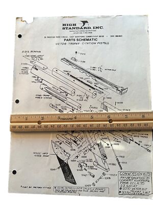 HIGH STANDARD Victor Trophy Citation Pistols Schematic Parts List Vintage | eBay