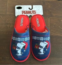Peanuts Snoopy Womens Christmas Slippers Snowflake Sz 9/10 New