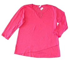 FRESH PRODUCE Large Papaya PINK JORDAN Cotton Crossover Hem Top $55 NWT L