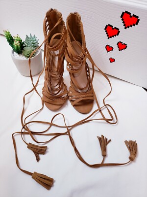 Faux Leather Forever 21 Lace Up Heels Faux Leather Forever 21