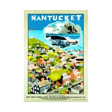 TRAVEL TRANSPORT NANTUCKET NEW ENGLAND RAILWAY TRAIN FRAMED ART PRINT B12X10242
