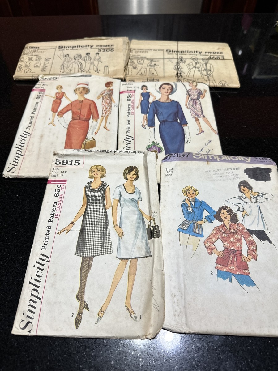 Lot 6 Vintage 1975 Simplicity Sewing Patterns 5319,7397,5915,4828