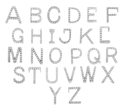 14K Weißgold echter Diamant individueller Buchstabe Initiale Anhänger A-Z 0,17 ct 0,43''