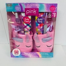 Pink Viva UNICORN Gift Set Slippers Size 8.5 10 Piece Bath Set Lotion Polish NEW