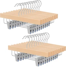 11.8 Inch Unfinished/Natural Wooden Pants Skirt Hangers for Kids Baby Toddler...