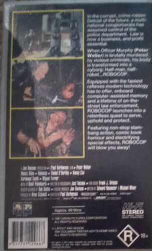 ROBOCOP VHS 1987 Peter Weller Paul Verhoeven Cult Classic Rare Fred Postage - Picture 2 of 3