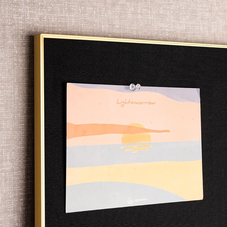 Bulletin Board 30 x 20 inches, Black Pin Board, Golden Aluminum Framed Fabric... - Image 3 of 4