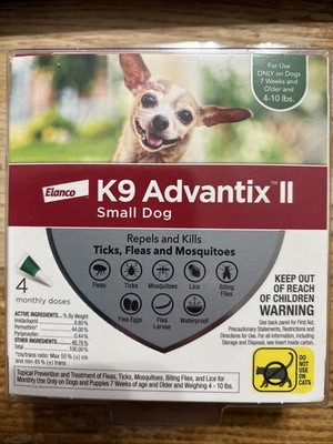 K9 Advantix II Flea Tick Small Size Dog 4 Month Dose Supply  4-10 lbs
