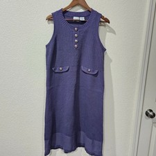 Vintage 90s Only Necessities Purple Knit Sweater Dress Medium Whimsigoth