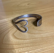 Handmade Silver Heart Cuff Bracelet Made From A Repurposed Fork