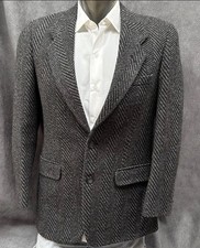Vtg wool tweed Herringbone sport coat blazer men s 40 long