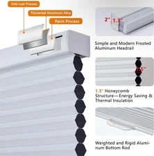 Persilux Blackout Cellular Shades Cordless Home Window Blinds 23"W x48"H New