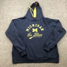 Michigan Wolverines Hoodie Womens Large Blue NCAA Football Go Blue Sweatshirt
