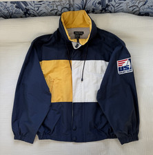 Vintage Nautica US Sailing Team Colorblock Windbreaker Full Zip Jacket L/G Navy