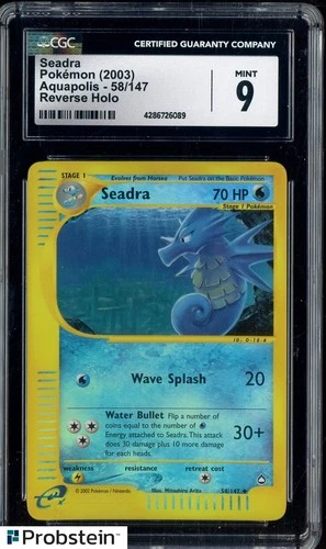 2003 Pokemon Aquapolis Reverse Holo #58 Seadra CGC 9 MINT