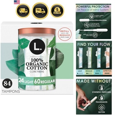 L. Cotton Tampons Light/Regular Absorbency Multipack, Contains an Organic Cot...