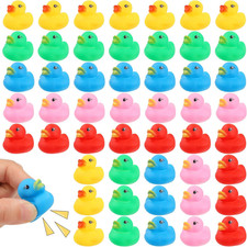 50 Pcs Rubber Ducks Bath Toy, Multicolor Mini Rubber Duck Bulk Float Duck Baby B