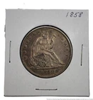 Terrific 1858 P Philadelphia Seated Liberty Fine Silver 50C Half Dollar Coin