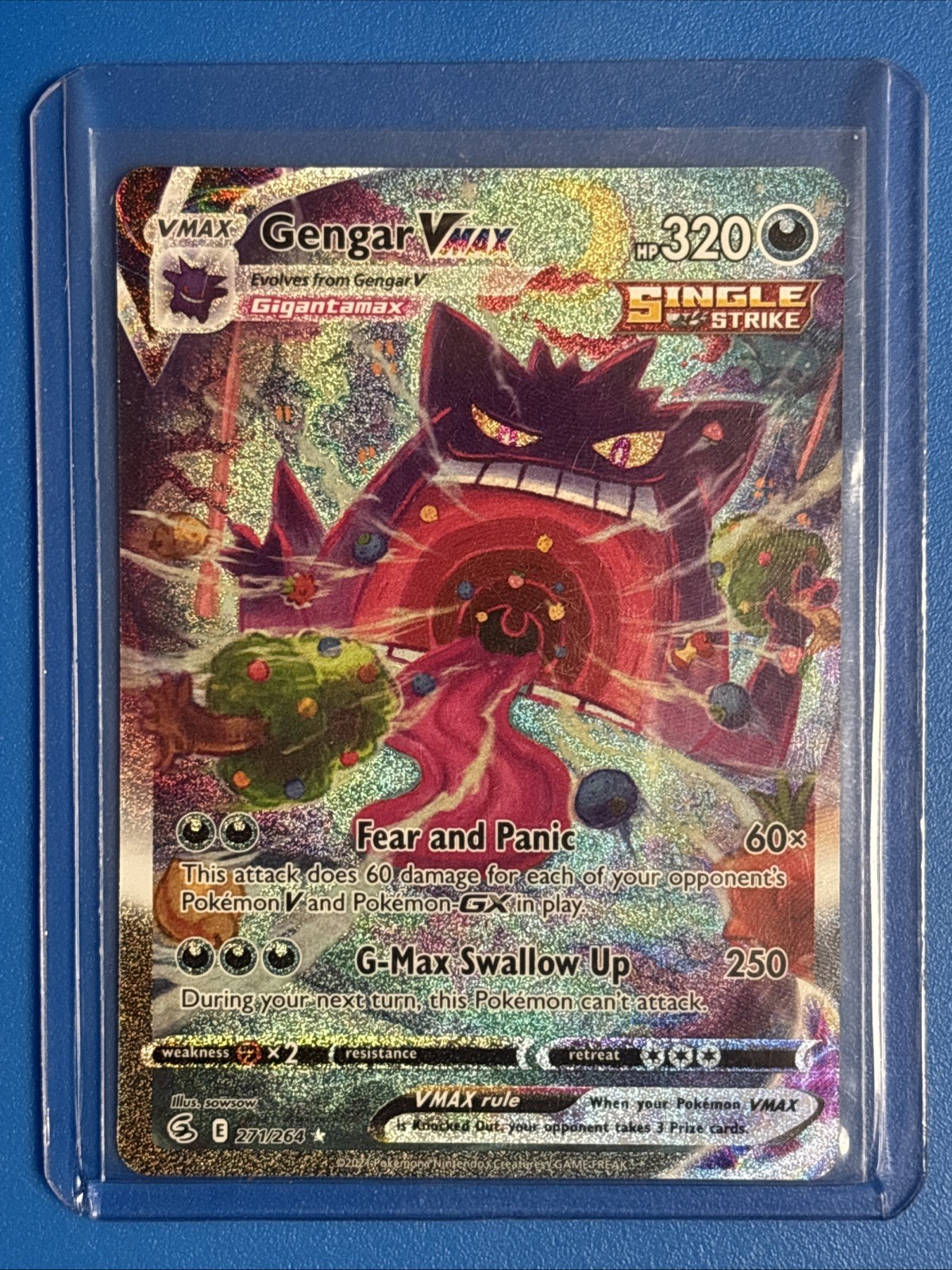 Gengar VMAX (Alternate Art Secret) 271/264 Swsh08: Fusion Strike Holo NM