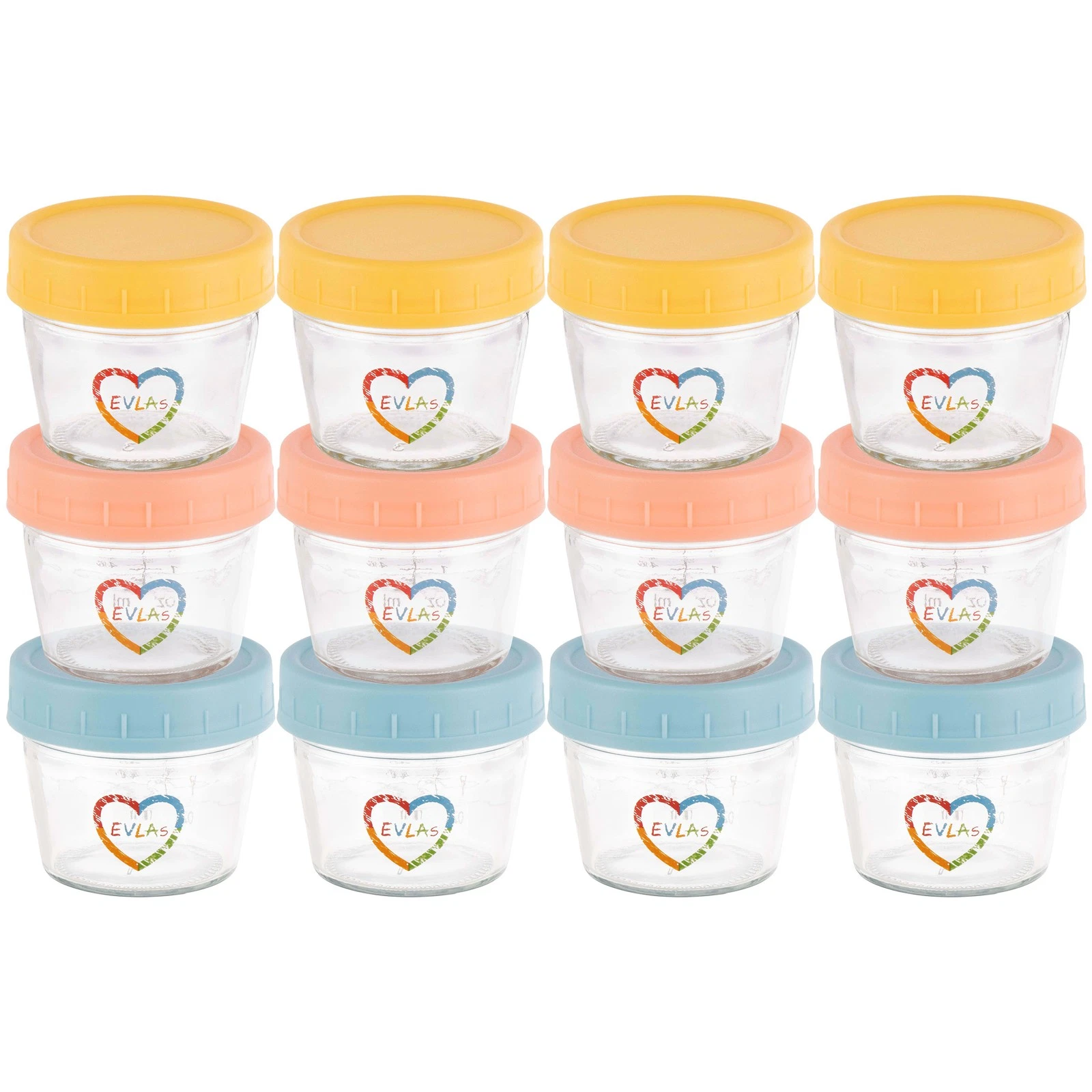 12PK Baby Food Containers 4 oz Glass Jars with Lids BPA-Free Dishwasher Safe
Opens in a new window o