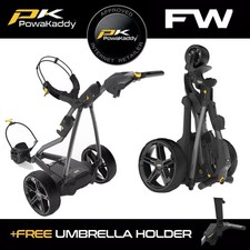 PowaKaddy FW Gun Metal Electric Golf Trolley 18 Hole Lithium +FREE U/Holder