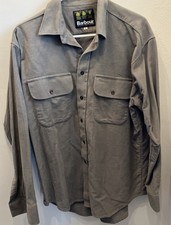 Barbour Men’s Sage Green Thick Flannel Button Down Shirt Size Large