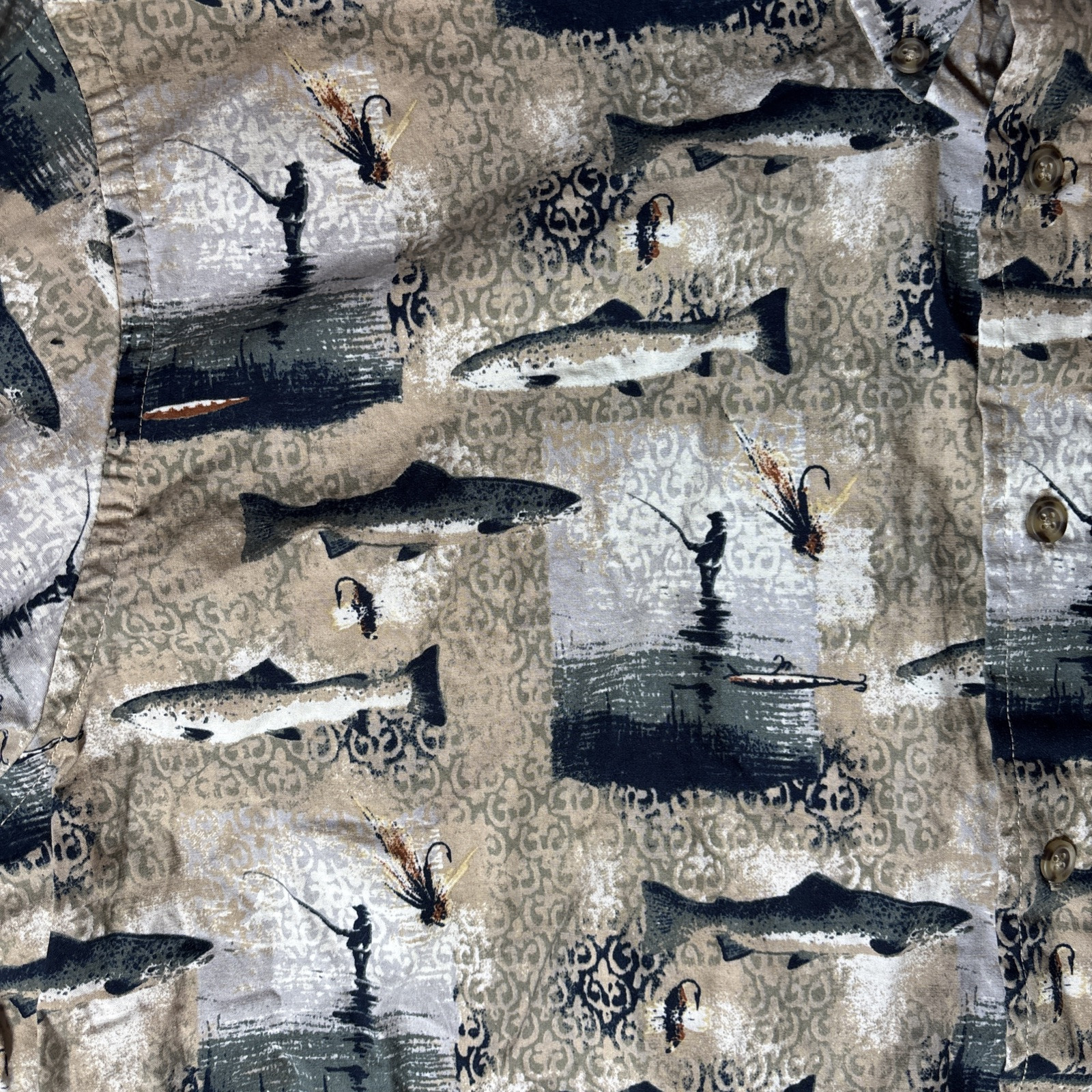 Munsingwear Trout Fish Pattern Button Down Long S… - image 2