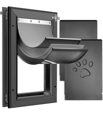 Petoasis 3-Flaps Heavy-Duty Dog Door for Wall, Rust Medium Black