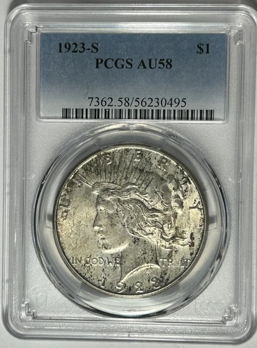 1923 S PEACE DOLLAR PCGS AU 58