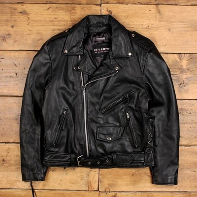 Vintage Wilsons Lederjacke L Biker Motorrad schwarz