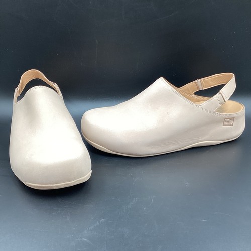 Fitflop Women 10 EU 42 Shuv Nubuck Back-Strap Clog Nude Beige Pink Unisex EUC
