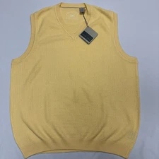 Mens Sweater Vest Size Large Cutter & Buck Cotton Blend Yellow New NWT 👀🔥