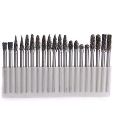 20pcs Solid Carbide Burr Set, 1/8 Shank Double Cut Tungsten Carbide Roary Files